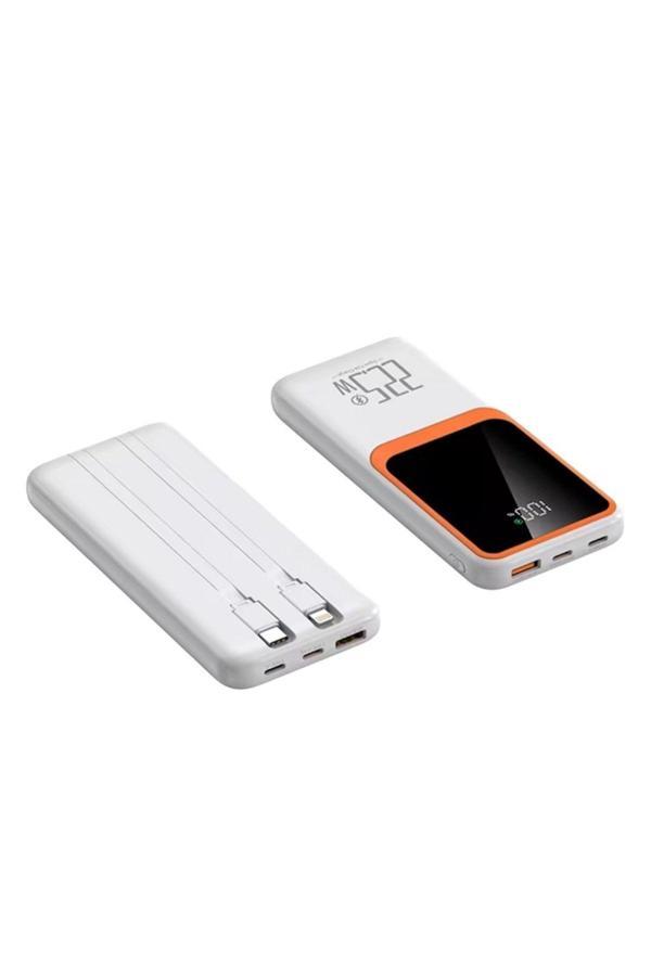 Rosepremium H32 Dijital Göstergeli Dahili Çoklu Kablolu 10000 Mah Powerbank Beyaz - Image 1