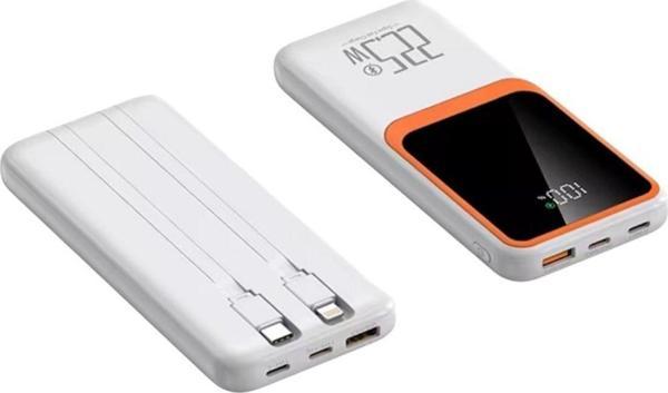 Rosepremium H32 Dijital Göstergeli Dahili Çoklu Kablolu 10000 Mah Powerbank Beyaz - Image 1