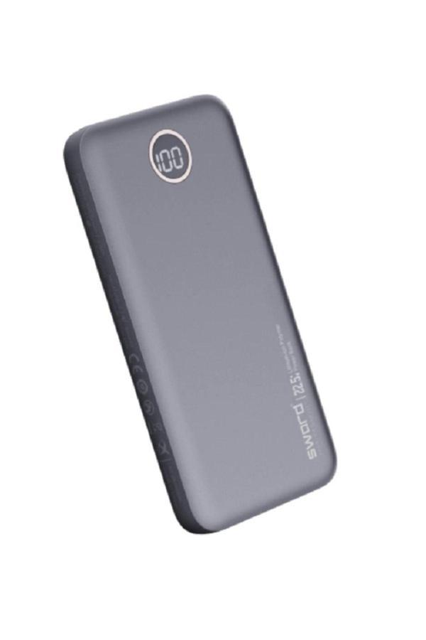 Sword 10F53 22.5W 10000 Mah Gri Usb Kablolu Hızlı Şarj Powerbank Qc3.0 - Image 1
