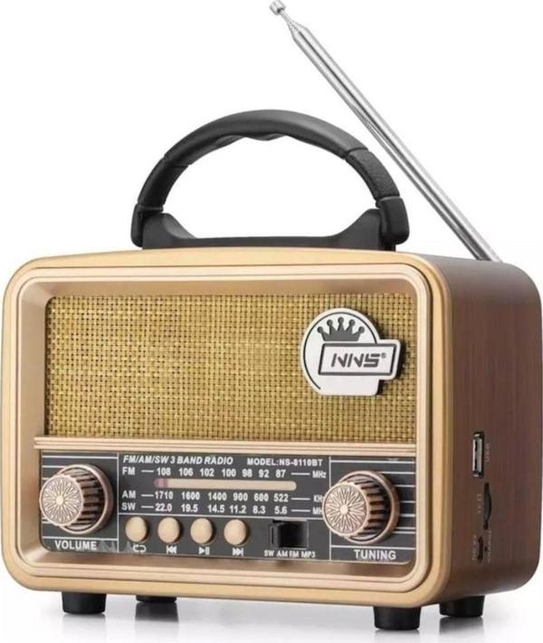 Nns Ns-8110 Nostaljik Radyo Usb / Tf Kart / Fm Retro Taşınabilir Bluetooth Hoparlör - Image 1