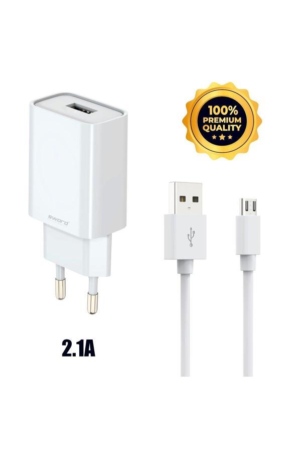 Sword 2.1A Hızlı Şarj Ve Data Kablosu, Adaptör, Micro Usb, Güvenli & Dayanıklı - Image 1