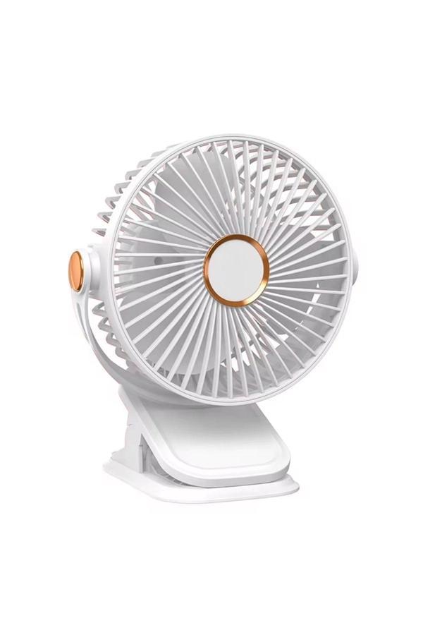 Rosepremium Yüksek Performanslı Pratik Taşınabilir Şarjlı Işıklı 5 Kademeli Masaüstü Fan Beyaz Vnt-02 - Image 1