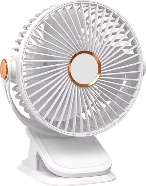 Rosepremium Yüksek Performanslı Pratik Taşınabilir Şarjlı Işıklı 5 Kademeli Masaüstü Fan Beyaz Vnt-02 - Image 1