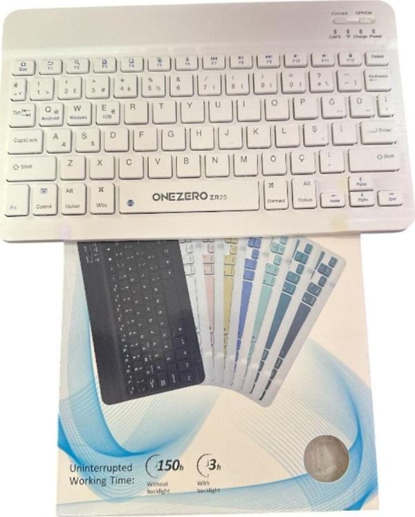 Rosepremium Zr455 Kablosuz Ultra Slim Şarjlı Mini Bluetooth Q Klavye Beyaz - Image 1