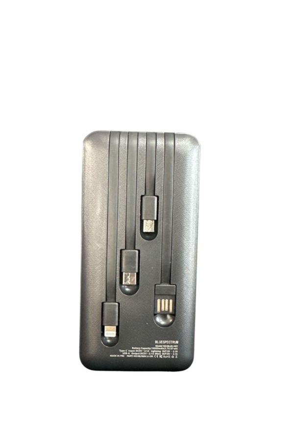 Rosepremium H01 Dijital Göstergeli Dahili Çoklu Kablolu 10000 Mah Powerbank Siyah - Image 1