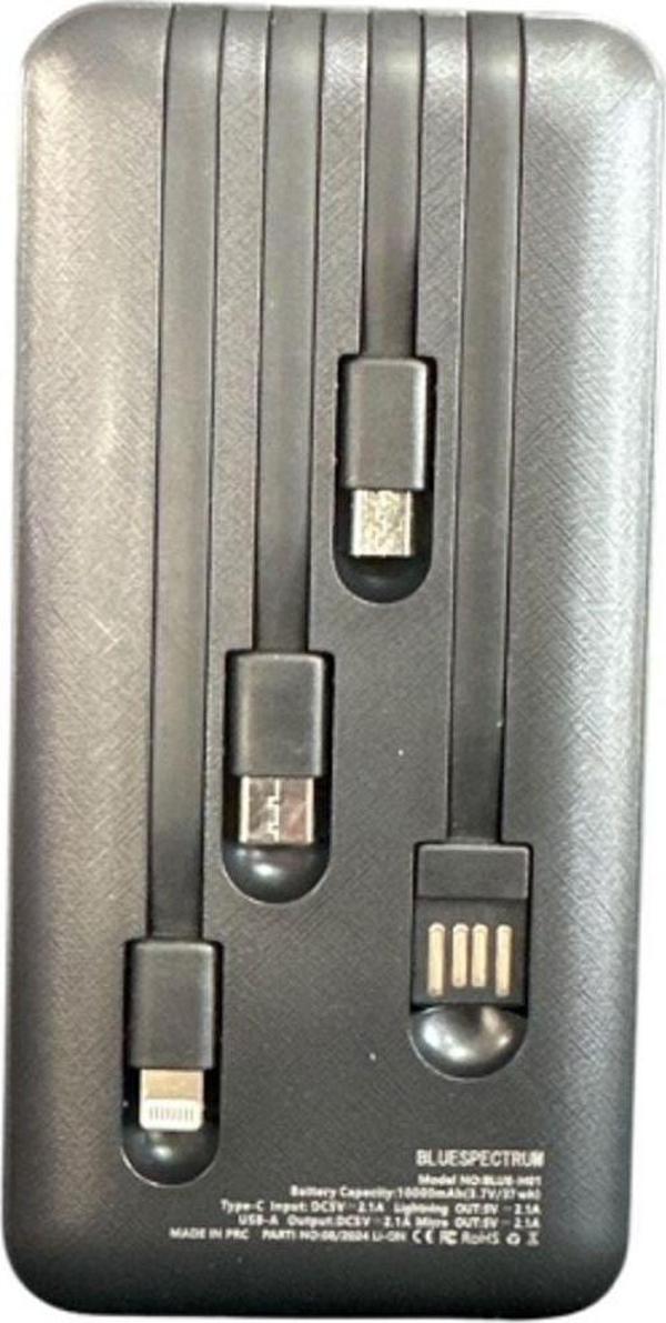 Rosepremium H01 Dijital Göstergeli Dahili Çoklu Kablolu 10000 Mah Powerbank Siyah - Image 1