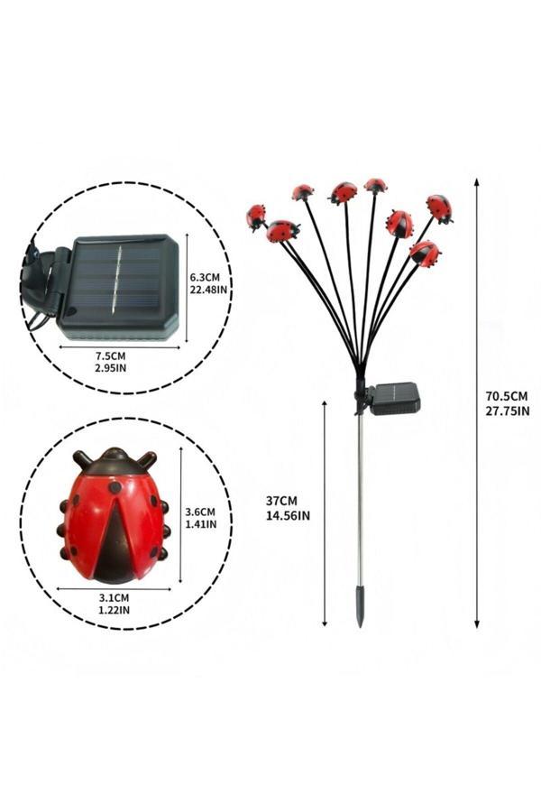 Uğur Böceği Tasarımlı Solar Bahçe Aydınlatması – Esnek LED Işıklar, Rüzgarda Sallanan Dekoratif - Image 1