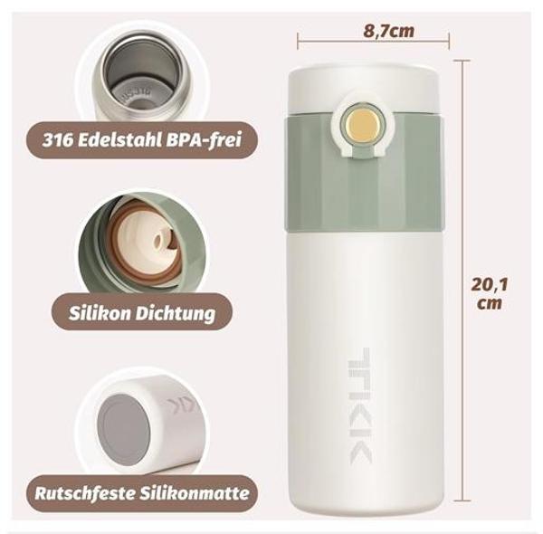 Vagon Life Çerlik Termos 450Ml Krem-Yeşil - Image 1