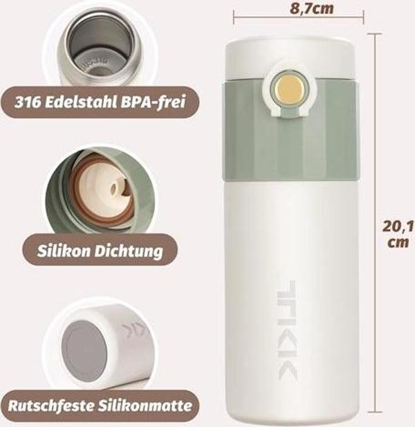 Vagon Life Çerlik Termos 450Ml Krem-Yeşil - Image 1