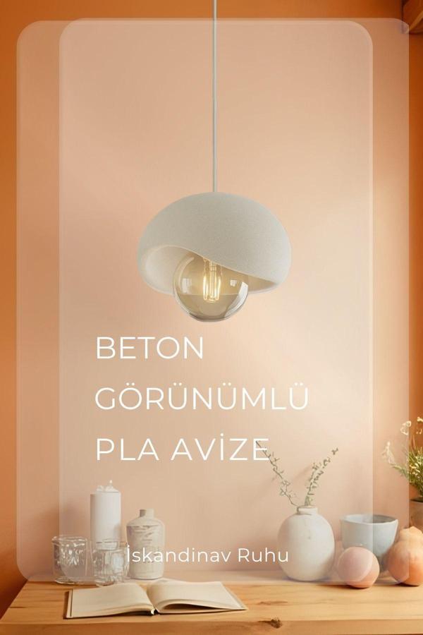 Findify Store Beton Görünümlü Stone Mushroom İskandinav Tarz Dokulu Sarkıt Çevre Dostu Avize - Image 1