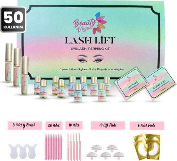 East Medical Beauty Vogue Kirpik Lifting Seti, Lash Lift, Kaş & Kirpik Perma Seti (Full Set)-50 Kullanımlık - Image 1