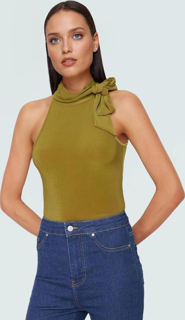 Kadın Bağlamalı Dik Yaka Kolsuz Örme Bluz Yüksek Kalite Uzun Ömürlü Trend Tasarım - Image 1