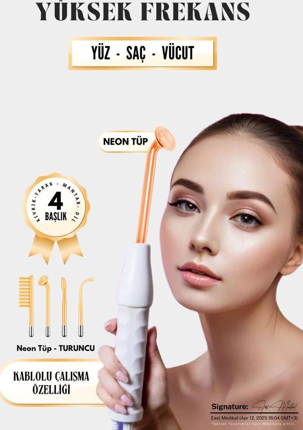 East Medical Yüksek Frekans Cihazı 4 Problu Yüz Cilt Bakım Cihazı Gençleştirme Anti-Aging High Frequenc - Image 1