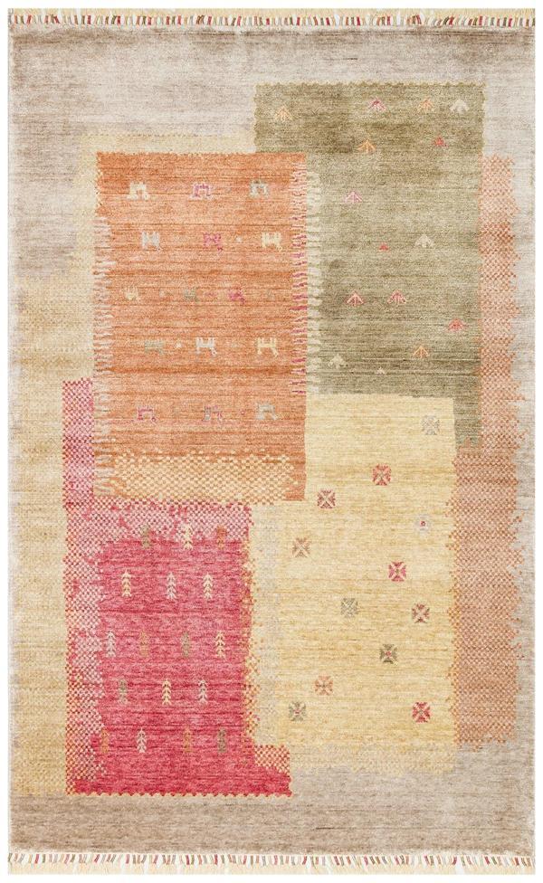 Hoom Rugs Nepal ZR 07 Bambu Viskon Bej Sonbahar Uşak Desenli Halı - Image 1