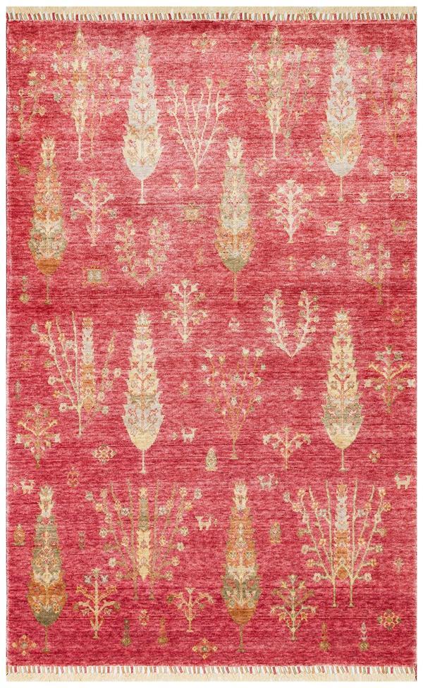 Hoom Rugs Nepal ZR 08 Bambu Viskon Kırmızı Sonbahar Uşak Desenli Halı - Image 1