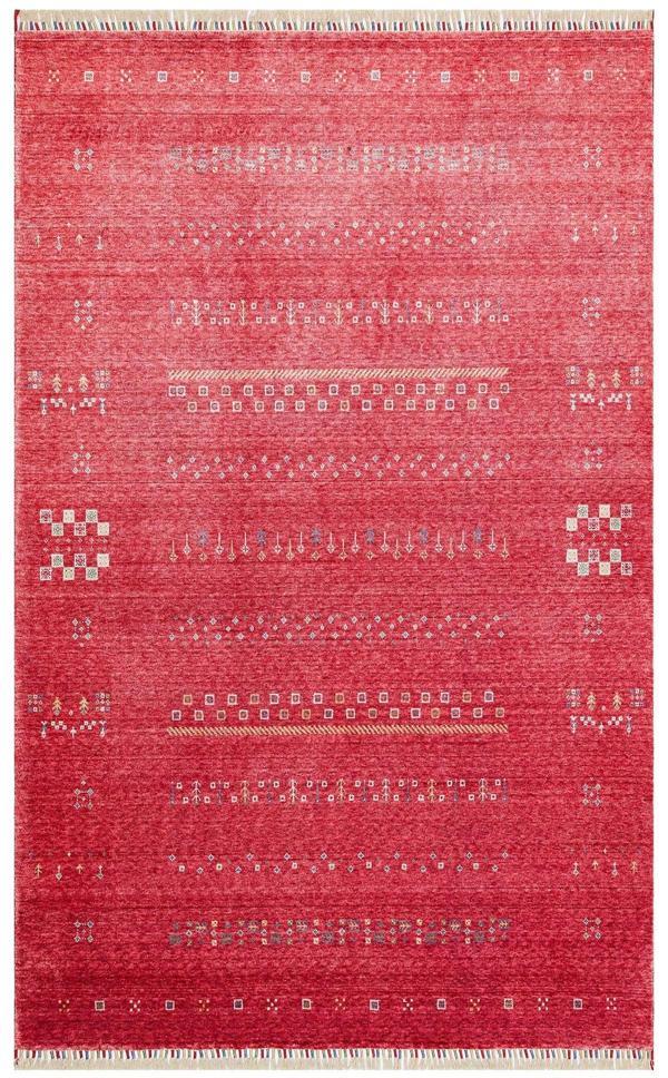 Hoom Rugs Nepal ZR 06 Bambu Viskon Kırmızı Modern Uşak Desenli Halı - Image 1