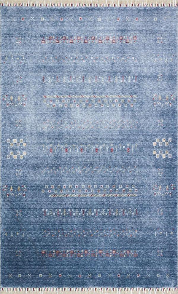 Hoom Rugs Nepal ZR 06 Bambu Viskon Mavi Modern Uşak Desenli Halı - Image 1