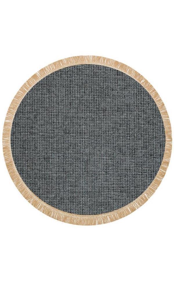 Hoom Rugs Bronx BRN 01 Antrasit Silver Hasır Görünümlü Kaymaz Tabanlı Dekoratif Kilim - Image 1