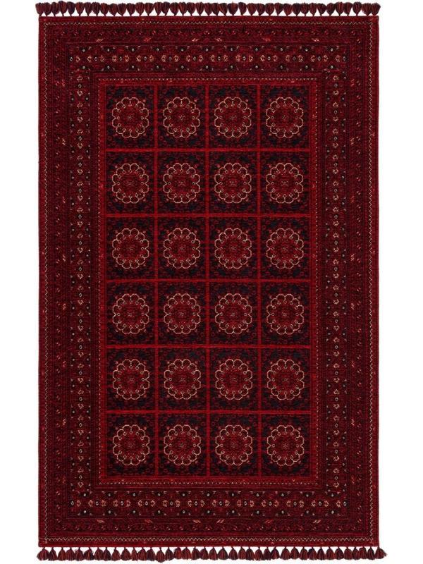 Hoom Rugs Afgan AFG 03 Red Antibakteriyel Kaymaz Tabanlı Dekoratif Kilim - Image 1