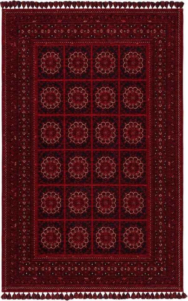 Hoom Rugs Afgan AFG 03 Red Antibakteriyel Kaymaz Tabanlı Dekoratif Kilim - Image 1