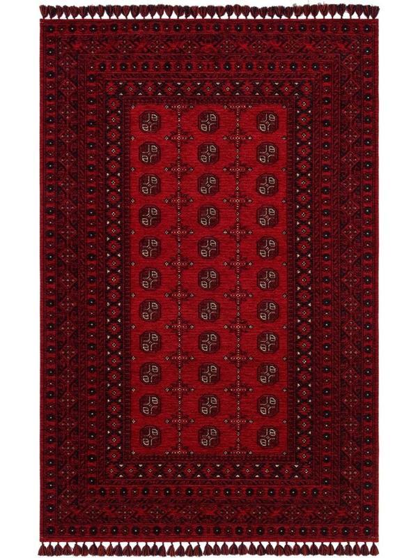Hoom Rugs Afgan AFG 04 Red Antibakteriyel Kaymaz Tabanlı Dekoratif Kilim - Image 1