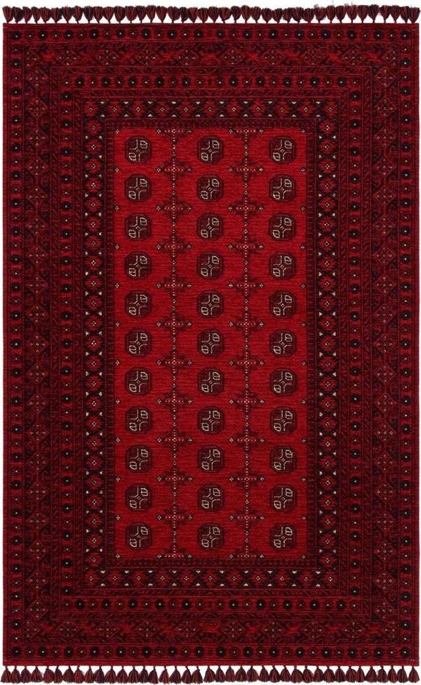 Hoom Rugs Afgan AFG 04 Red Antibakteriyel Kaymaz Tabanlı Dekoratif Kilim - Image 1