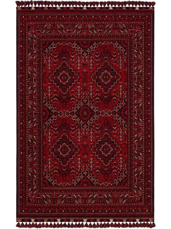 Hoom Rugs Afgan AFG 05 Red Antibakteriyel Kaymaz Tabanlı Dekoratif Kilim - Image 1