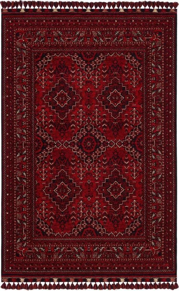 Hoom Rugs Afgan AFG 05 Red Antibakteriyel Kaymaz Tabanlı Dekoratif Kilim - Image 1
