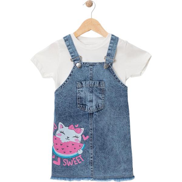 SWEET KEDİ BASKILI TSHIRTLÜ KOT JİLE Mavi - Image 1