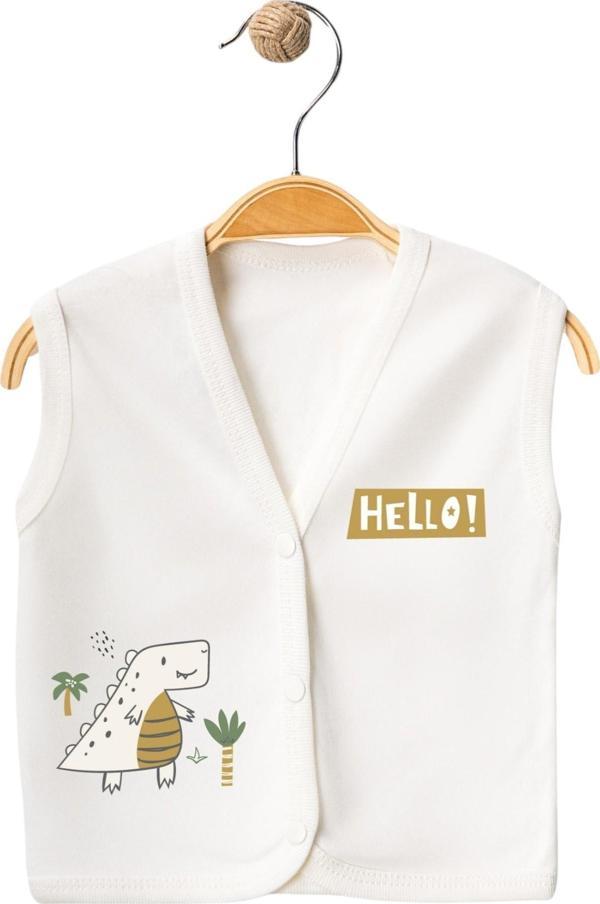 HELLO DİNO BASKILI YELEK Ekru - Image 1
