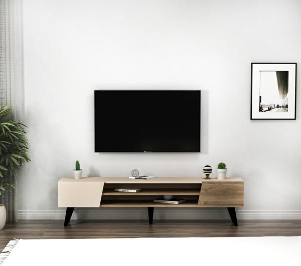 Arnetti Clara Raflı Dolaplı Tv Sehpası, Ceviz Bej - Clara - Image 1
