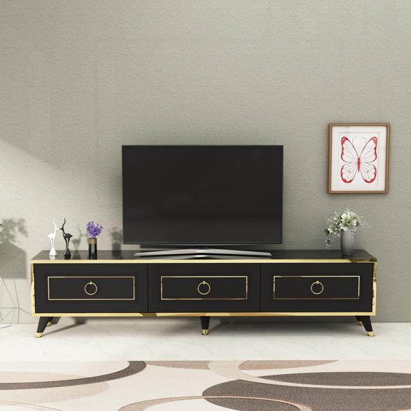 Arnetti Sona Televizyon Ünitesi 180 cm Siyah Mermer - Image 1