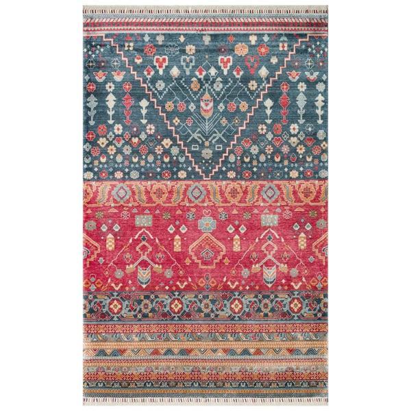 Hoom Rugs Nepal ZR 17 Yün Viskon Tensel Navy Multy Otantik Modern Uşak Desenli Halı - Image 1