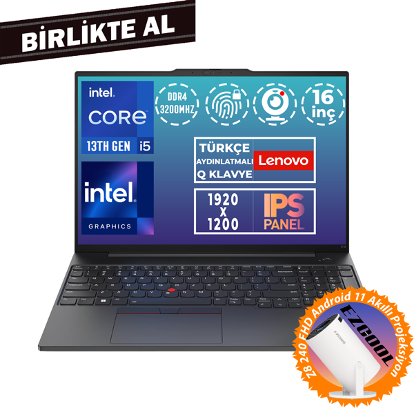 Lenovo ThinkPad E16 G1 i5-13420H 40GB 1TB SSD 16" WUXGA W11P + Projeksiyon 21JN00JUTX 037 - Image 1
