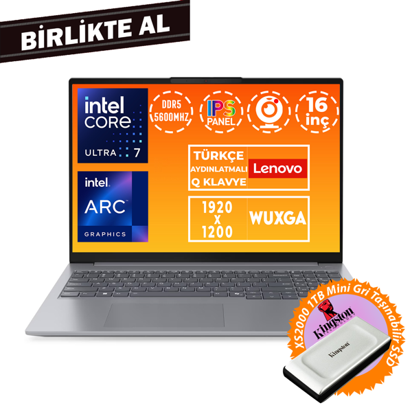 Lenovo ThinkBook 16 G7 Ultra 7 155H 16GB 512GB SSD 16" WUXGA Freedos+ XS2000 1 TB SSD 21MS008RTR 043 - Image 1