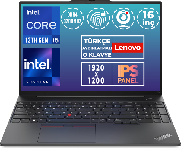 Lenovo ThinkPad E16 G1 i5-13420H 40GB 1TB SSD 16"WUXGA Freedos Taşınabilir Bilgisayar 21JN00JUTX 005 - Image 1