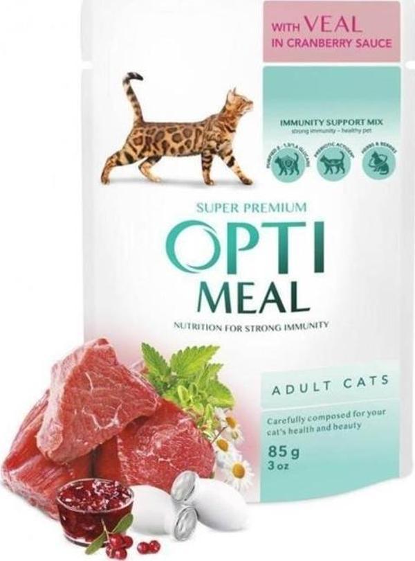 OptiMeal Dana Etli Ve Kızılcık Soslu Yetişkin Kedi Konservesi 85 gr - Image 1