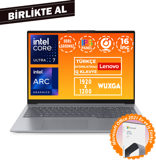 Lenovo ThinkBook 16 G7 Ultra 7 155H 32GB 1TB SSD 16" WUXGA Freedos + MS Office 21MS008RTR 050 - Image 1