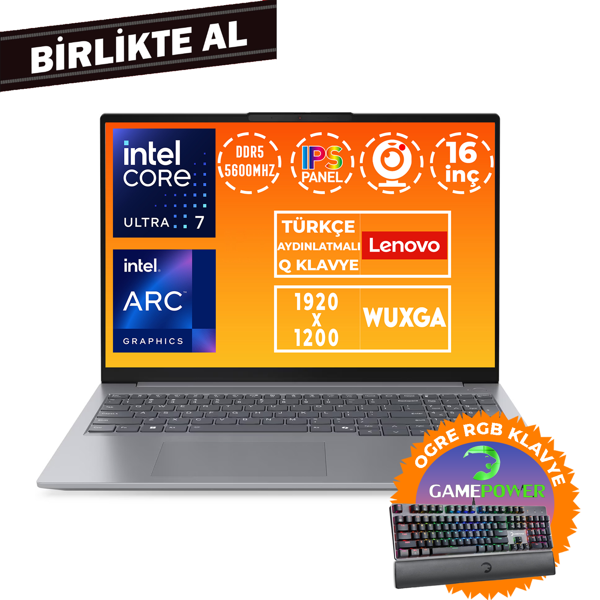 Lenovo ThinkBook 16 G7 Ultra 7 155H 32GB 1TB SSD 16" WUXGA W11P + Gaming Klavye 21MS008RTR 060 - Image 1