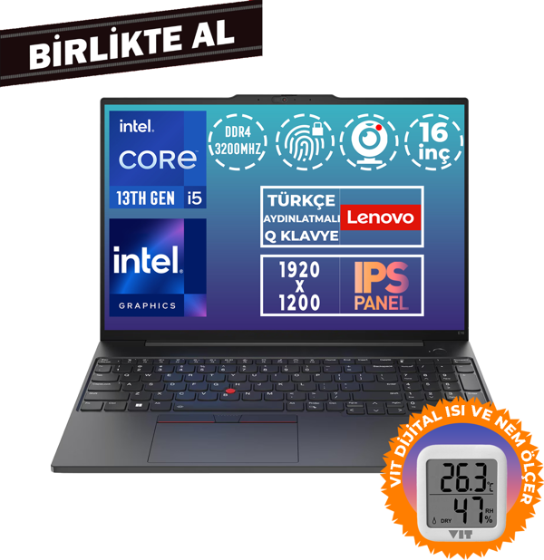Lenovo ThinkPad E16 G1 i5-13420H 16GB 512GB SSD 16" WUXGA Freedos + VIT Termometre 21JN00JUTX 016 - Image 1