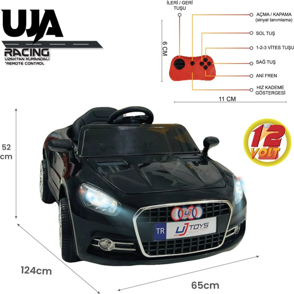 UJ Toys UJA Uzaktan Kumandalı  AUDI Akülü Araba Siyah - Image 1