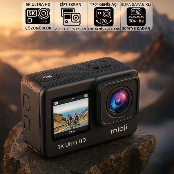Mioji Action 12 Pro 5K 30FPS 24MP Çift Ekran Wifi 170° Aksiyon Kamerası - Image 1
