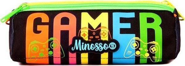 Minosso Gamer Desenli Erkek Çocuk Üç Bölmeli Kalem Çantası 6009 - Image 1
