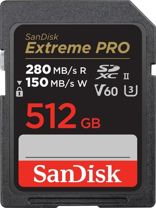 Sandisk 512GB SDXC Extreme Pro 280MB/s UHS-II V60 Kart - Image 1