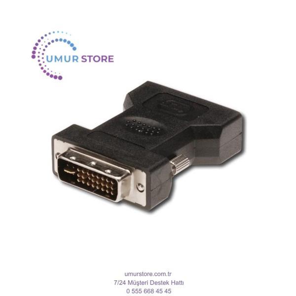 DVI VGA Adaptörü, Dvı-I (24 + 5) Erkek - VGA (HD15) Dişi , Siyah Renk - Image 1