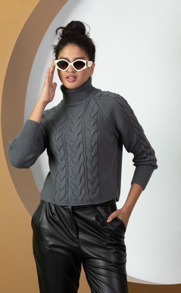 Kadın Balıkçı Yaka Triko Bluz 11009 - Image 1