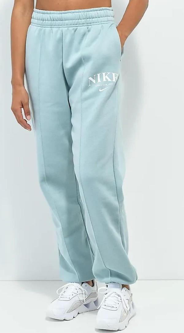 Nike Sportswear Essential  Mid Rise Loose Fit Şardonlu Bol Kesim Kadın Eşofman Altı Açık Mavi - Image 1