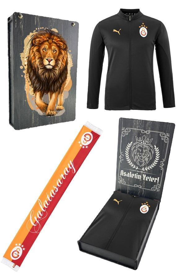 Galatasaray Orijinal Lisanslı 5 Yıldızlı A Takım Tam Fermuarlı Antrenman Üst Siyah Sweat  - Image 1