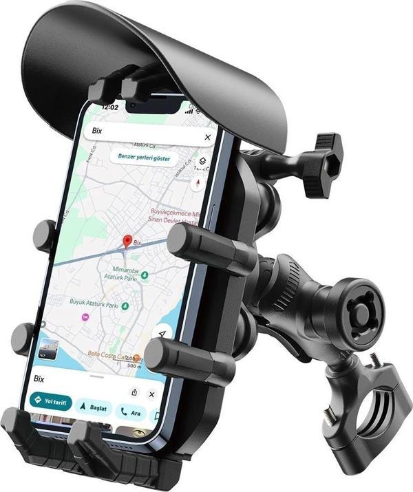 Gidon Bağlantılı Güneş ve Yağmur Korumalı 360° Derece Ayarlanabilir Motosiklet Bisiklet Telefon Tutu - Image 1