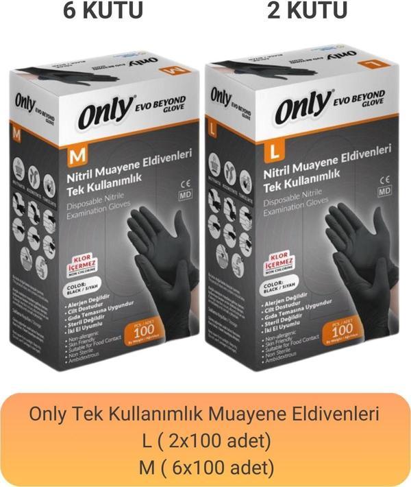 Only Evo Beyond Nitril Muayene Eldiveni M(100 adet x 6)- L(100 adet x 2) - Image 1
